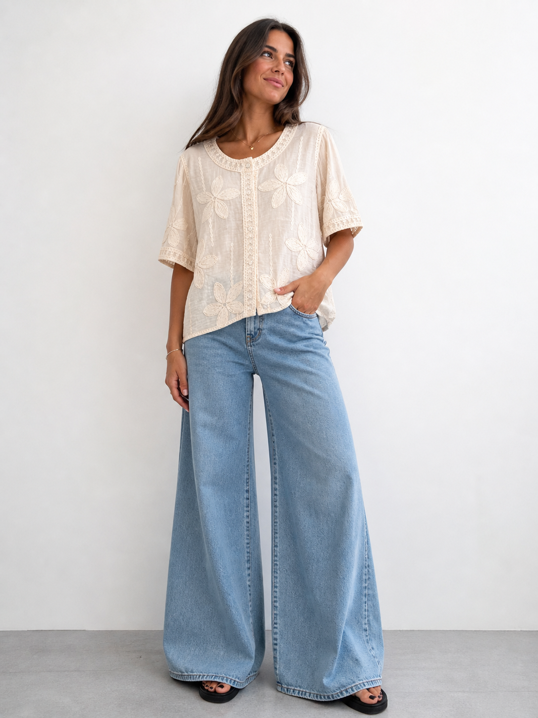 CAMICIA COTONE RICAMATA