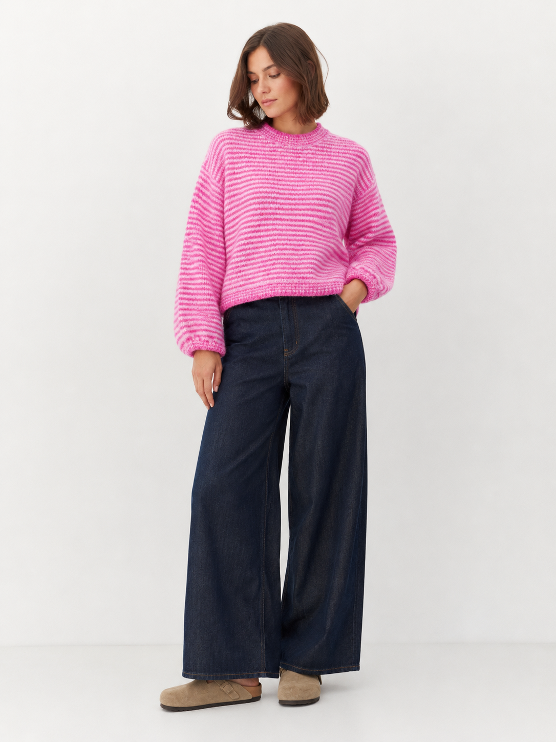 MAGLIONE RIGHE PINK
