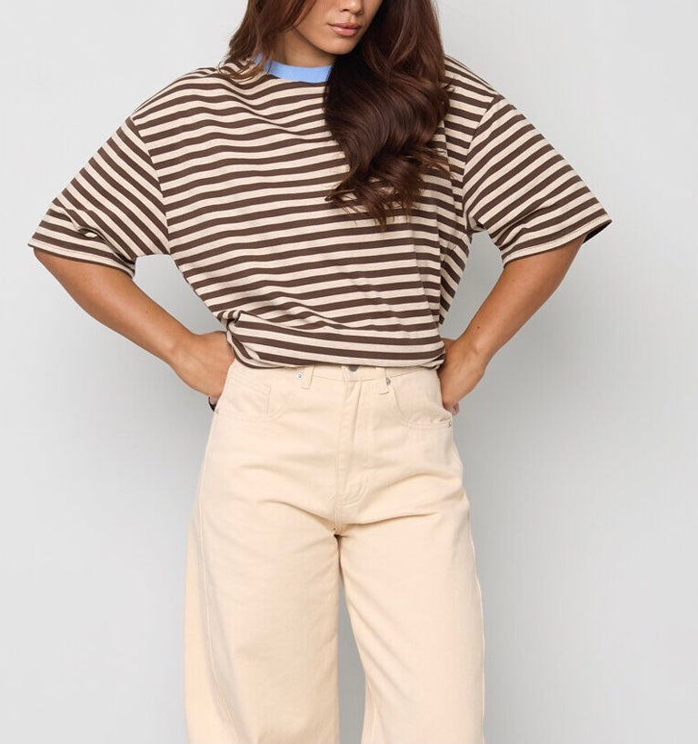 T-SHIRT STRIPES BROWN