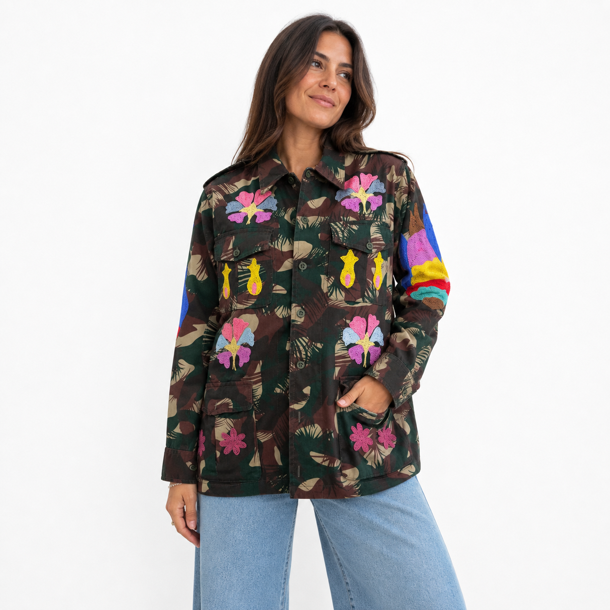 Giacca camou embroidery