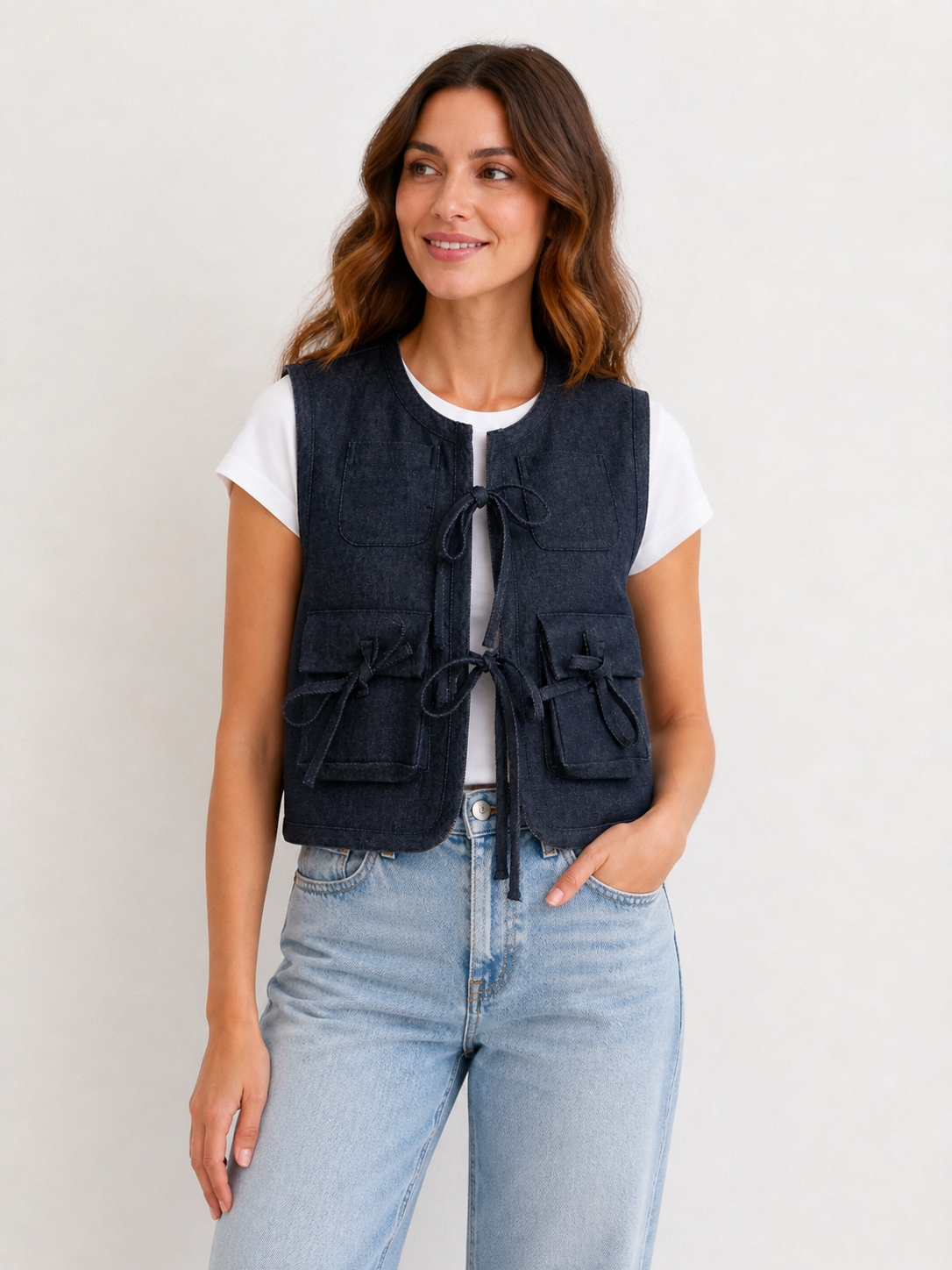 GILET LACCI IN DENIM