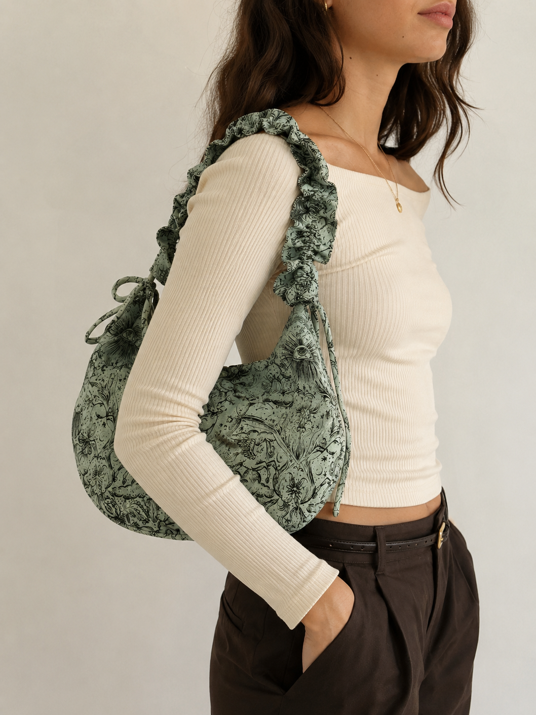 BORSA BAGUETTE TESSUTO