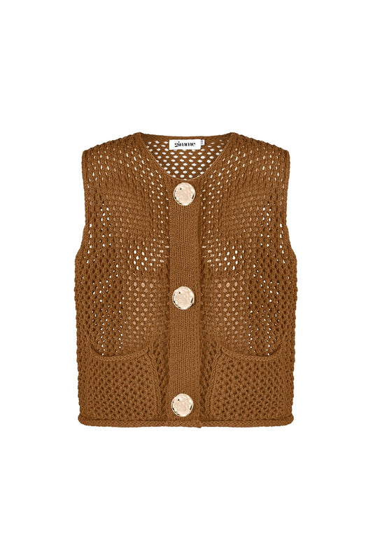 Gilet crochet tabacco