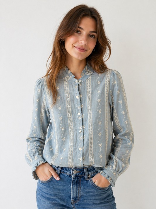 Camicia cotone ricami