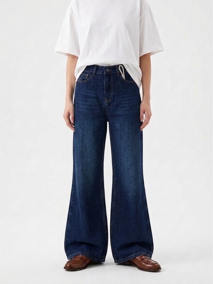 JEANS PALAZZO RICAMO