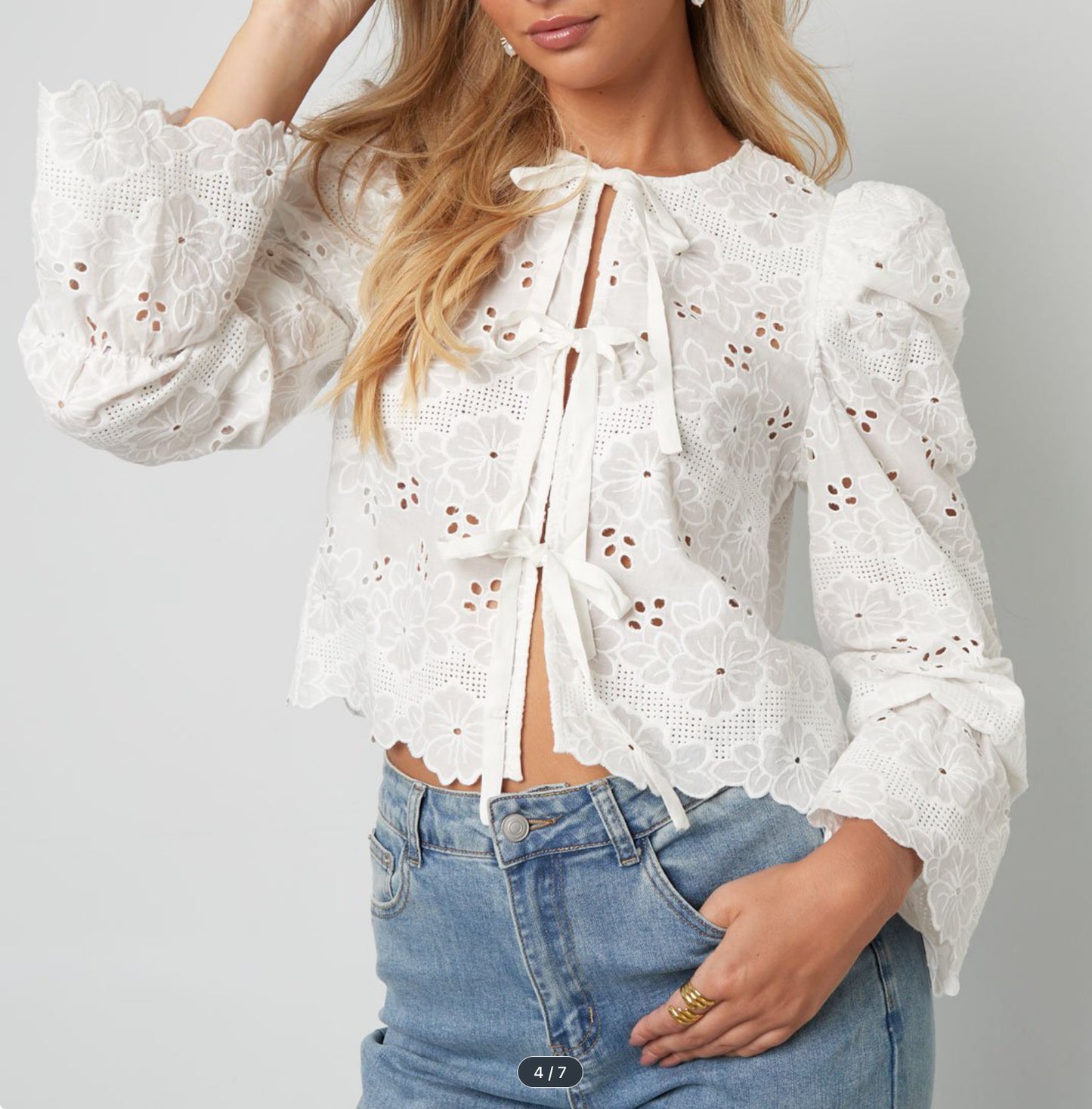 Camicia fiocco sangallo