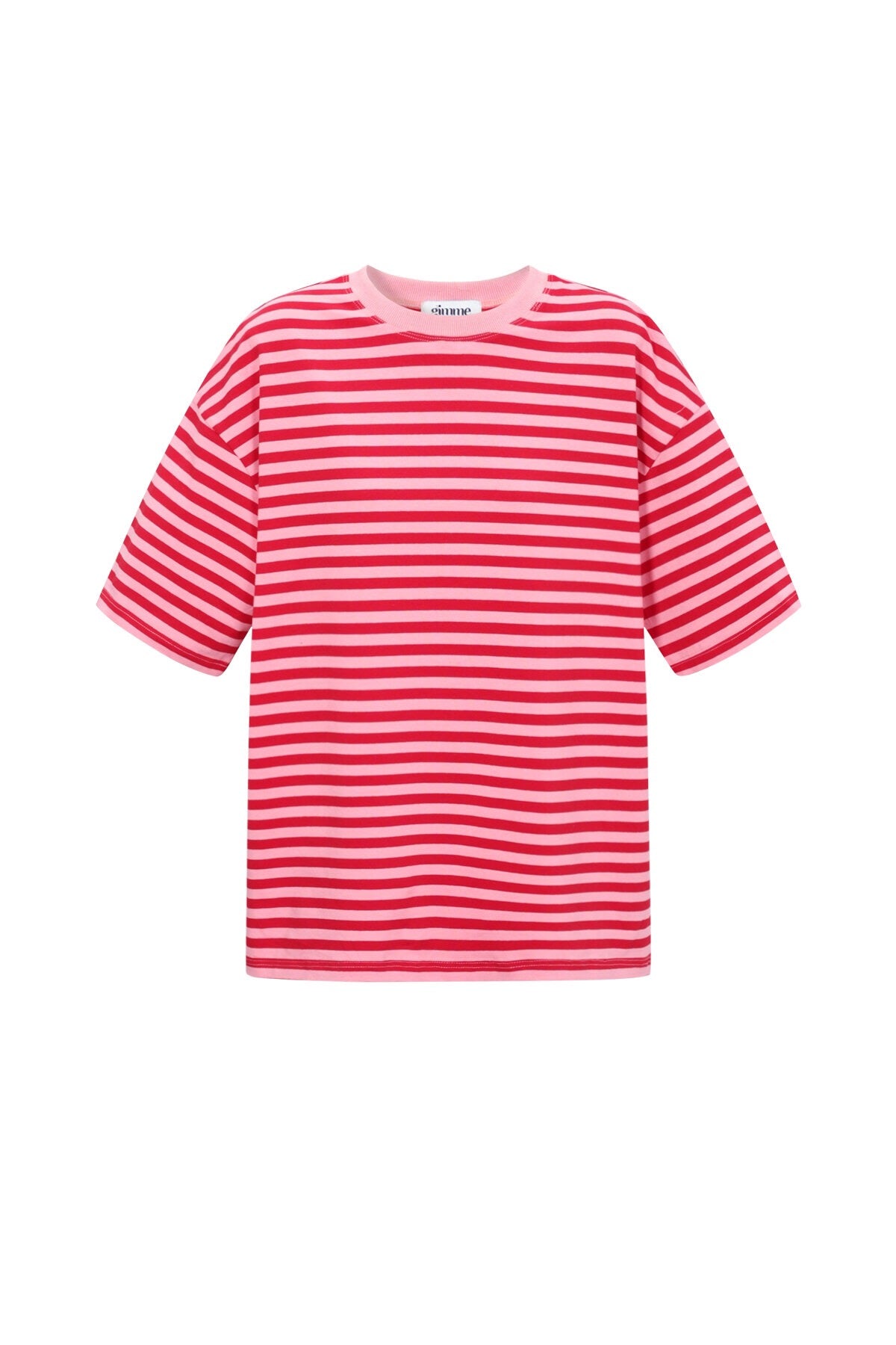 T-SHIRT OVERSIZE RIGHE FRAGOLA