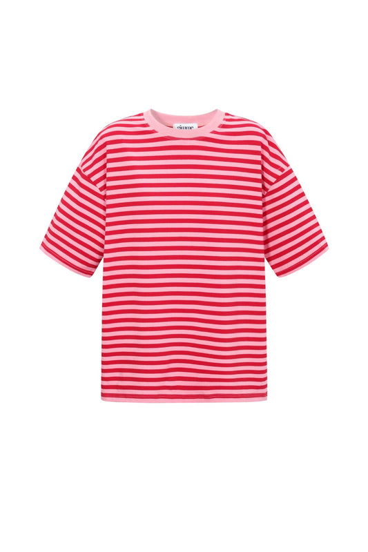 T-SHIRT OVERSIZE RIGHE FRAGOLA
