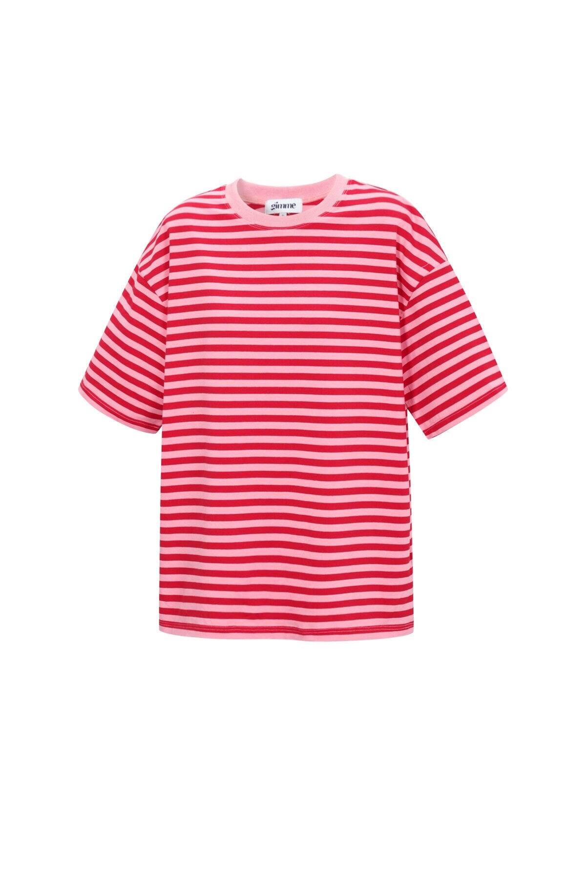 T-SHIRT OVERSIZE RIGHE FRAGOLA