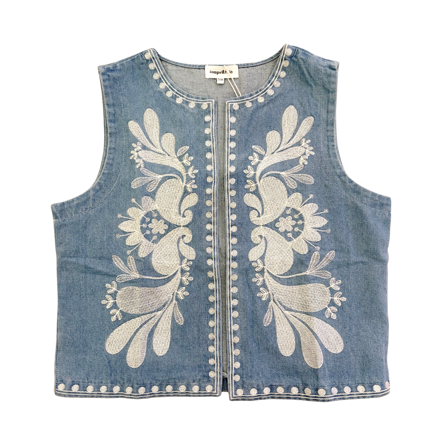 Gilet denim ricami