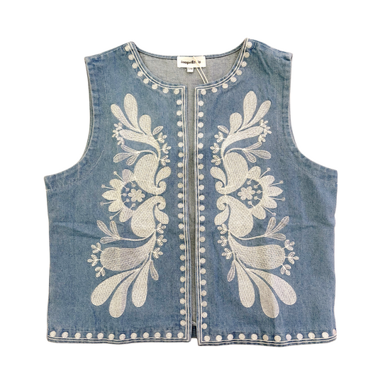 Gilet denim ricami